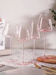 Pink Flamingo Slanted Lipstick Wine Glass Sweet High Value Luxury Home Goblet Champagne Cup Wedding Gift 240430