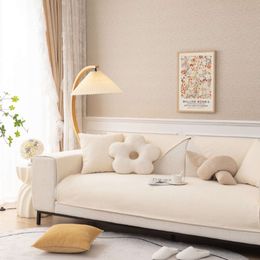 Solid Color Cotton Linen Woven Sofa Cushion Anti Slip Four Seasons General Old Coarse Cloth Thread