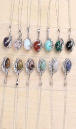 whole 20Pcs Classic Silver Plated Chain Mixed Stone Dragon Claw Round Beads Pendant Necklace Jewelry8697620