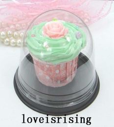 Lowest 100pcs50sets Clear Plastic Cupcake Cake Dome Favours Boxes Container Wedding Party Decor Gift Boxes Wedding Cake Box26186981280110