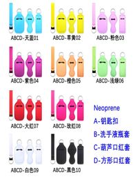 4pcsset Neoprene Hand Sanitizer Bottle Holder Wristlet Keychain Chapstick Holder6428038