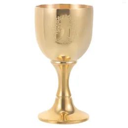 Wine Glasses Pentagram Tree Pattern Altar Chalice Vintage Style Brass Goblet Cup Retro Worship Craft Decorative