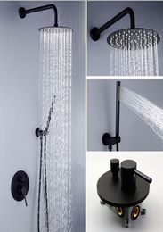 Bathroom Conceal Shower Accessories And Cold Mixer Set Mixing Shower Valve Rain And Hand Shower Head Set Black Color3629486