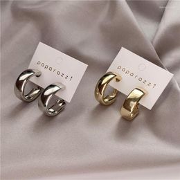 Hoop Earrings Golden Korean Geometry Metal Silver Colour Earring For Women Female Retro Jewellery 2022 Trend Fashion Circle Loops3763437