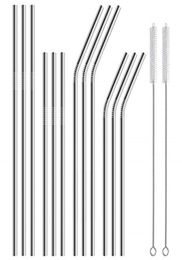Stainless Steel Drinking Straws Reusable Straight and Bend Metal Straw Extra Long Cleaning Brush for Beer Fruit Juice8652163