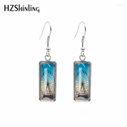 Dangle Earrings 2024 Ferris Wheel Rectangular Earring Romantic Art Fish Hook Glass Cabochon Handmade Jewellery