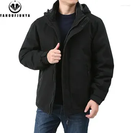 Men's Jackets Men Winter Outdoor Leisure Fleece Warm Detachable Hooded Jacket Cotton Windproof High-Quality Design Fashion Male