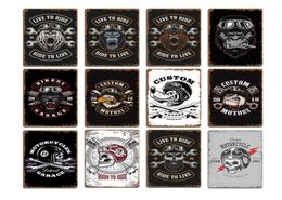2021 New Motorcycle Skull Wolf Signs Plaques Pub Club Wall Decoration Vintage Metal Tin Sign Home Garage Decor Art Postersa6916211