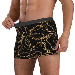 Underpants Retro Chain Print Underwear Gold Link Stretch Panties Custom DIY Boxer Brief For Men Pouch Large Size Boxershorts