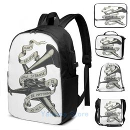 Backpack Funny Graphic Print Neutral Milk El USB Charge Men School Bags Women Bag Travel Laptop