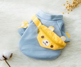 Pet Clothing Cartoon Clothes For Dog Messenger Bag Hoodies Small Costume Bear Print Dogs Cute Autumn Winter Blue Collar Perro Appa5949621