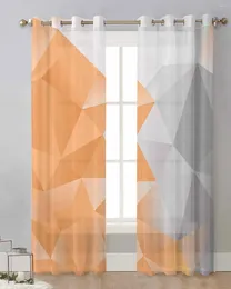 Curtain Abstract Gradient Orange Grey Triangle Sheer Curtains For Living Room Window Transparent Voile Tulle Cortinas Drapes Home Decor