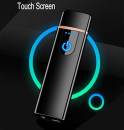 New thin usb charging lighter touch screen lighters small rechargeable electric lighter windproof men gift3601605