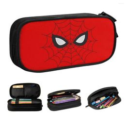 Kawaii Spider Red Web Pencil Case For Boys Gilrs Custom Cartoon Large Storage Pen Bag Box School Accessories