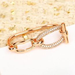 Cluster Rings High QualityTrend 925 Sterling Silver Rose Gold Colour Link Double Finger Ring Pave Zircons For Women Event