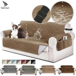 Chair Covers Quilted Sofa Cover Waterproof Non-Slip Elastic Strap Washable Couch Slipcover With Pockets For Dog Pet Proof Furniture