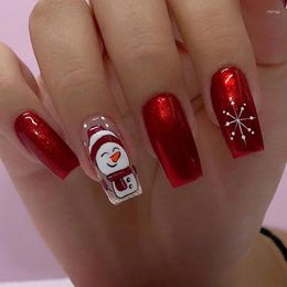 False Nails 2024 Mid-Length Red Colour Press On Full Covered Glossy Thin Trendy Fake Nail For Holiday Women Art