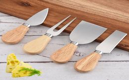 Wood Handle Sets Bard Set Oak Bamboo Cheese Cutter Knife Slicer Kit Kitchen Cheedse Cutter Accessories1260072