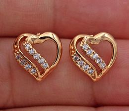 Stud Earrings Trendy Gold Plated Cubic Zirconia Push-back For Women Fashion Jewelry Accessories Wedding Party Birthday Gift