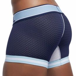 Underpants Mens underwear breathable mesh boxing shorts sexy tight pants Q240430