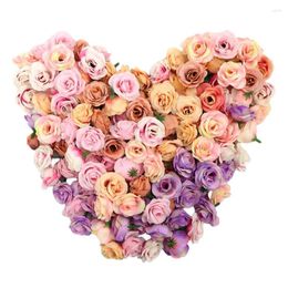 Decorative Flowers 10pcs Small Head Artificial Flower Roses DIY Bouquet Valentine's Day Mother's Gifts Home Arrangement Decoration