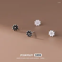 Stud Earrings JYJIAYUJY Whole Original Pure Silver S999 In Stock Flower Sytle Two Colour Fashion Jewellery Gift Daily Use ZYE053