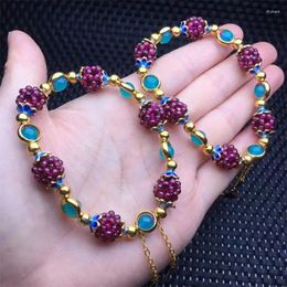 Link Bracelets 10.5MM Natural Garnet Woven Bracelet For Woman Crystal Jewellery Red Stones Healing Energy Lucky Gift 2PCS