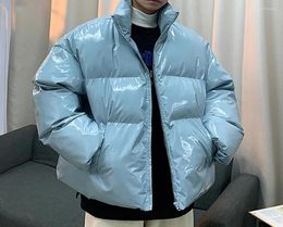 Men039s Down Men Streetwear Hip Hop Blue Winter Bubble Jackets Coat 2022 Mens Harajuku Warm Parka Male Korean Fashions Puffer J7320364