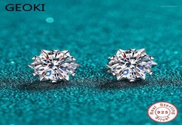 Stud Geoki Passed Diamond Test Excellent Moissanite Snowflake Earrings 925 Sterling Silver Perfect Cut 051 Ct Stone Earrings11829674