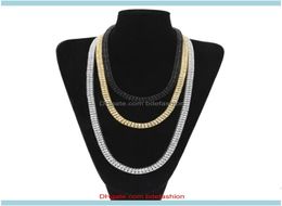 Chains Necklaces Pendants Jewelry2030Inches Iced Out Bling Rhinestone Men 10Mm 2 Row Tennis Chain Gold Sier Black Size Jewellery Dr6772646