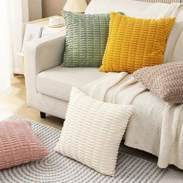 Pillow Flannel Cover Soft Solid Decorative Square Case Spring Pillowcases For Couch Sofa Bedroom Chair Home Decoration
