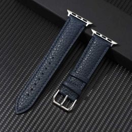 Watch Bands Genuine Leather band for38/40/41mm Grainy Design Strap for I 8 7 6 SE 5 4 3 Wristband 42/44/45/49mm H240504