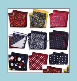 Handkerchiefs Fashion Accessories 23x23 Cm Mans Pocket Square Hanky Printing Polka Dot Floral Chest Towel Big Size Handkerchief Fo4885563