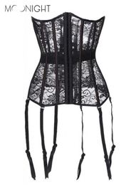 MOONIGHT Female Overbust Shaperwear Hollow Out Corsets Breathable Black Women Slim Bustier Corset Corselet S2XL2044741