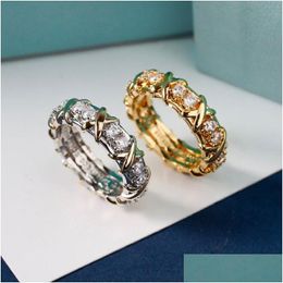 Band Rings Designer Ring Luxury Women Wire Crossover Sliver Fashion Classic Jewellery Couple Styles Anniversary Gift Lovers Gifts With D Oth7K