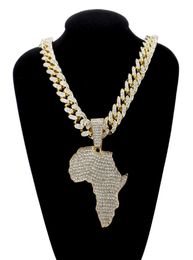 Pendant Necklaces Fashion Crystal Africa Map Necklace For Women Men039s Hip Hop Accessories Jewelry Choker Cuban Link Chain Gif7681298