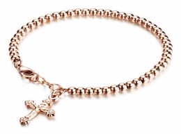 Religion Charm Bracelet S925 Sterling Silver&18k Rose Gold Bead& Jesus Pendant Trendy Exquisite Designer Jewellery For Women Bracele265R7140214