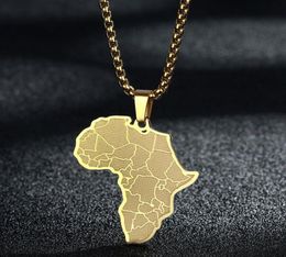 Pendant Necklaces Creative Africa Map African Necklace Stainless Steel Men Jewellery Golden Ancient Country Birthday Gift9240878