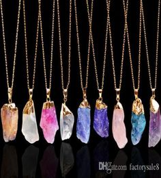 New Natural Crystal Quartz Healing Point Chakra Bead Gemstone Necklace Pendant original natural stonestyle Pendant Necklaces Jewe3815365