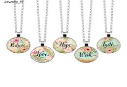 Believe Love Hope Faith Dream Bible Verse Necklace Glass Dome Pendant Necklaces Scripture Quote Jewellery Christian Gift4799344