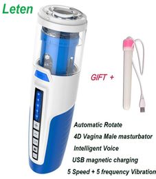 Leten Automatic Rotate 4d Vagina Real Pussy Male Masturbator For Men Sex Toy Intelligent Voice Strong Vibrator Sex Toys For Men Y13868655