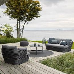 Camp Furniture Simple Modern Outdoor Rattan Sofa Southeast Asia Patio Terrace Garden El Designer Chair Coffee Table Combination