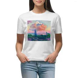 Women's Polos The Pink Cloud Painting Henri-Edmond Cross With T-shirt Tees Oversized White T-shirts For Women