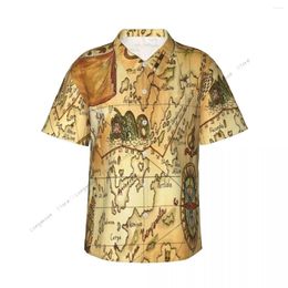 Men's Casual Shirts Shirt Old Pirate Map With Wind Rose Short Sleeve Tops Lapel Summer