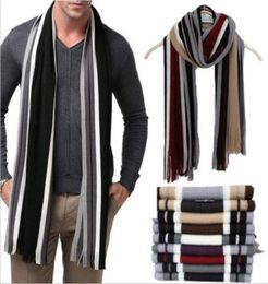 New Winter Scarves Men Classic Cashmere Shawl Warm Fringe Stripe Tassel Long Soft Wraps 8Colors Fashion 7688693