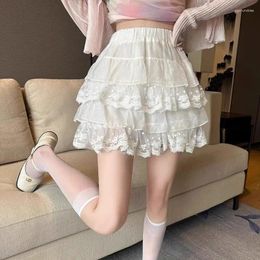 Skirts White / Black Mini Skirt Summer Fairycore Lace Layered Shorts Kawaii Korean Japanese Fashion Women Clothing Miniskirt 2024