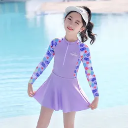 Women's Swimwear Two Piece Teen For Girls Plus Size Swimsuit Kids Children Swimming Suit Badpak Meisje Front Zipper Beachwear Bathing
