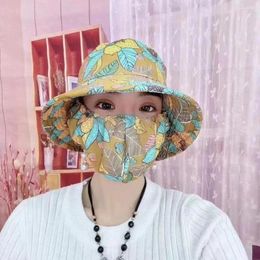 Wide Brim Hats Trendy Dust Mask Hat Fashion Outdoor Anti-uv Sunscreen Protect Neck Unisex Fisherman Tea Picking Cap With
