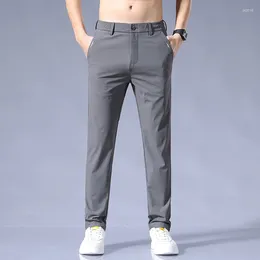 Men's Pants Summer Ice Silk Casual For Slim Fit With Four Side Elastic Breathable Thin Feeling