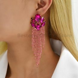 Dangle Earrings Shiny Glass Long Tassel Crystal Chain Drop For Women Luxury Elegant Party Wedding Femme Jewellery Ear Accessories